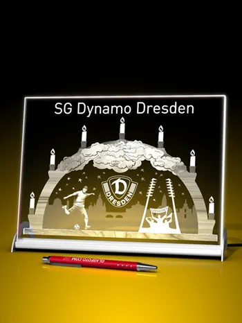 Dynamo Schwibbogen Advent - Glasfoto LED beleuchtet 